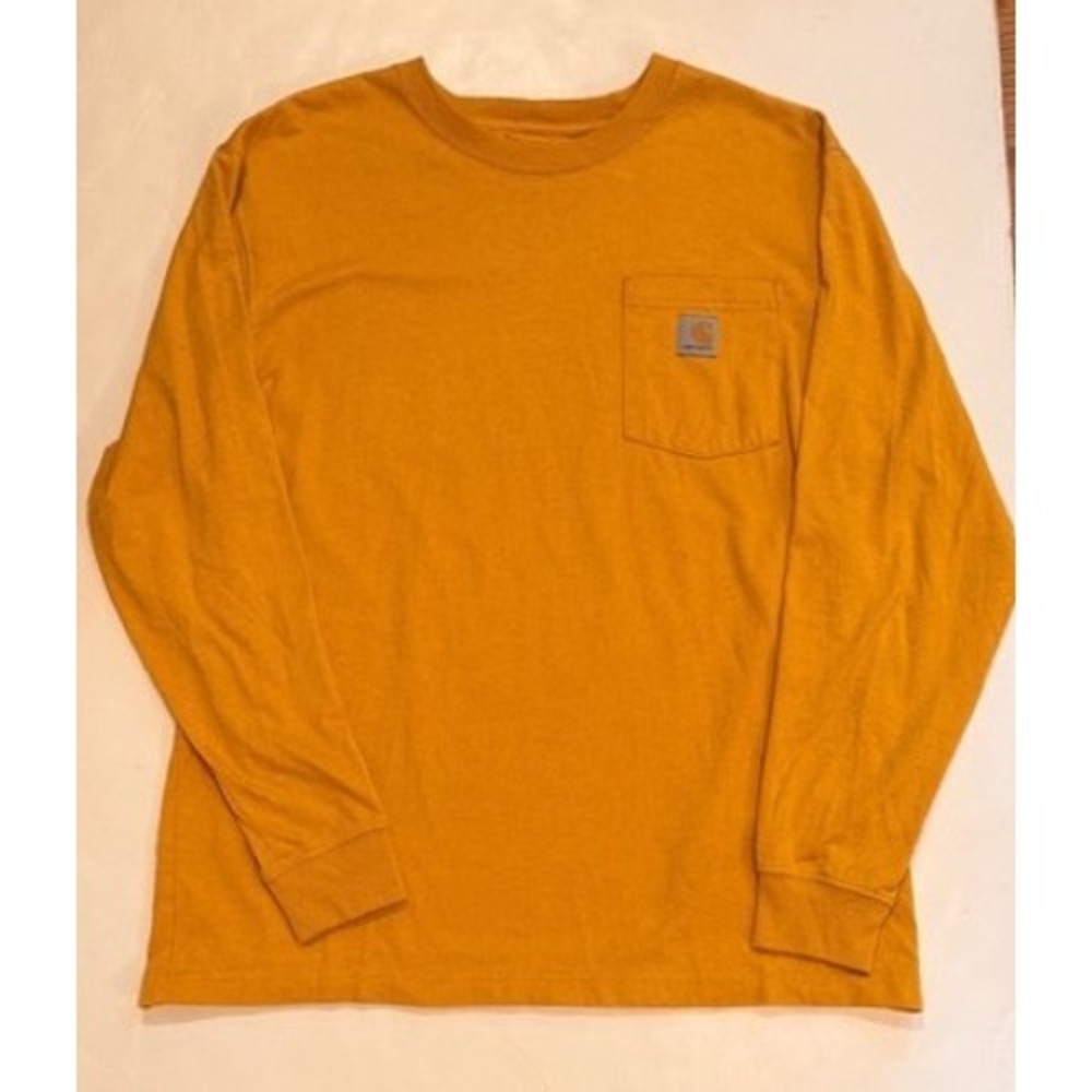 Carhartt Mens Loose Fit Heavyweight Long Sleeve Pocket T-Shirt Mustard TK0126-M